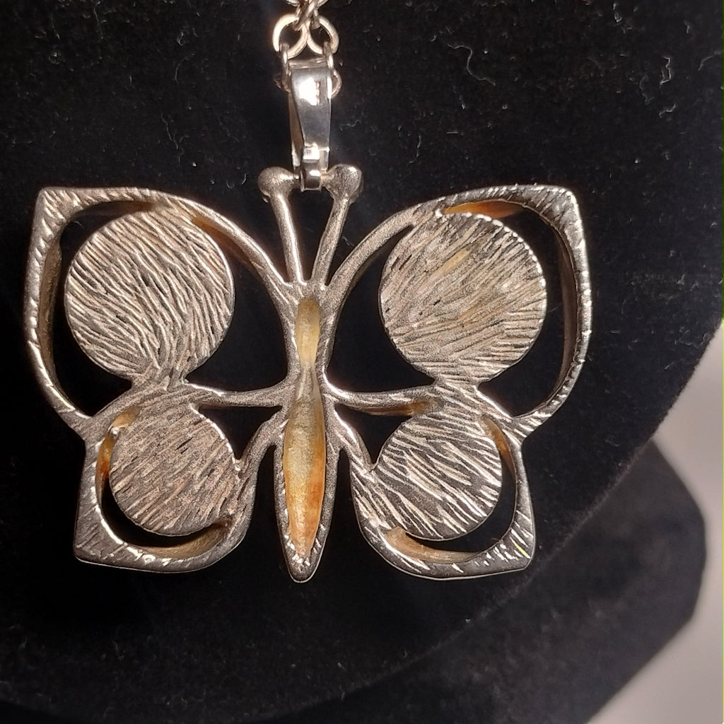 Sterling silver Onyx and Jade Pendant and Chain