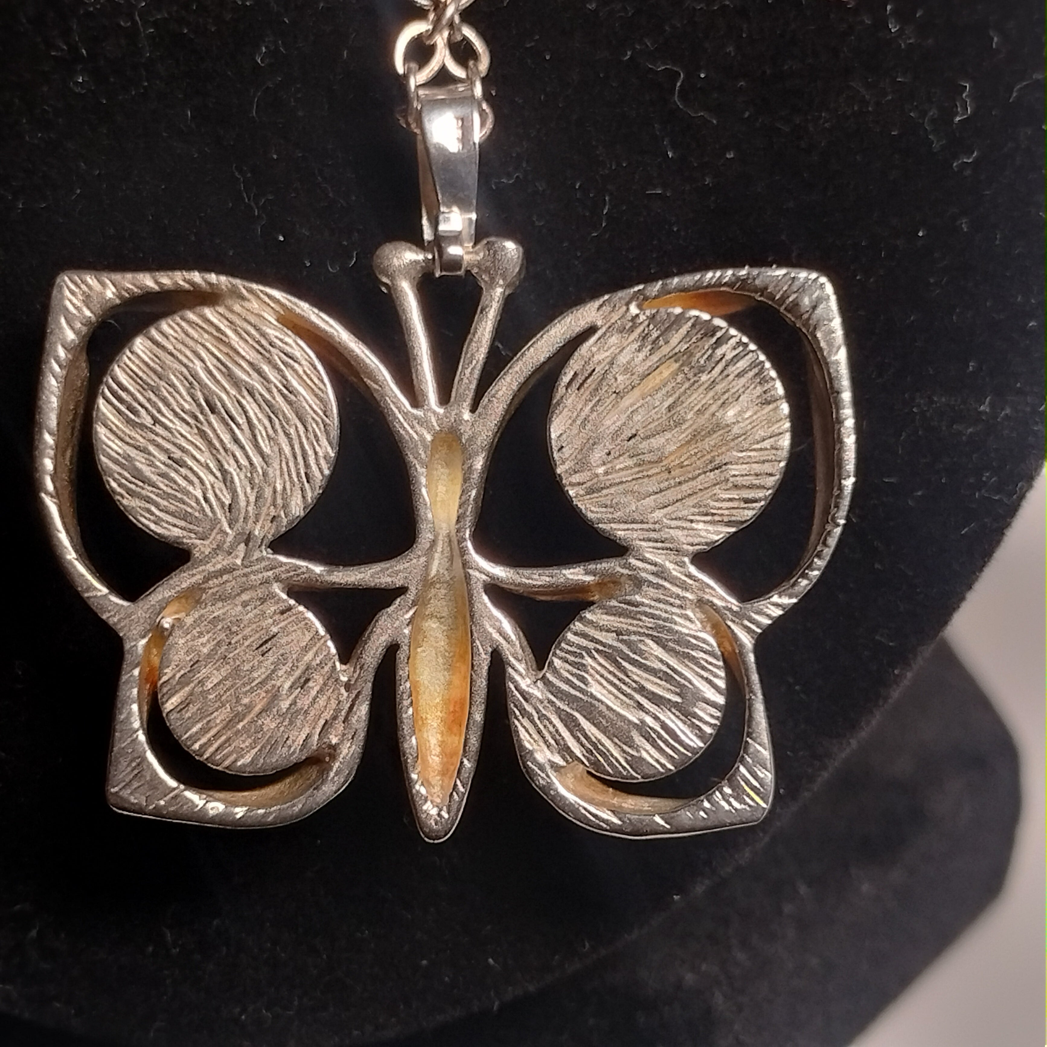 Sterling silver Onyx and Jade Pendant and Chain