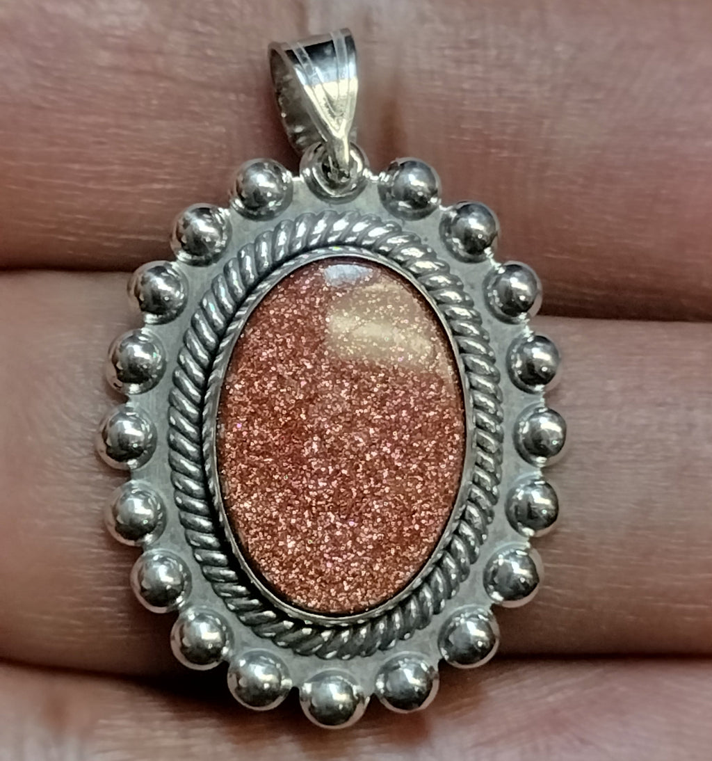 Sterling Silver Goldstone Pendant