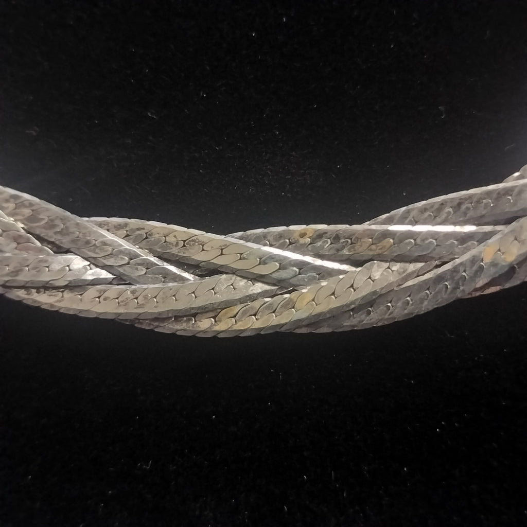 Sterling Silver Braided Herringbone Necklace