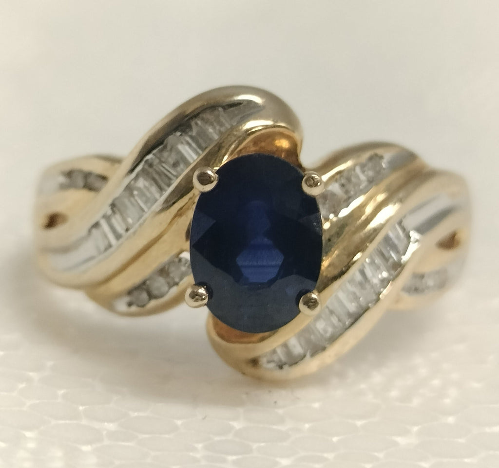 10k Gold Sapphire and Diamond Ring