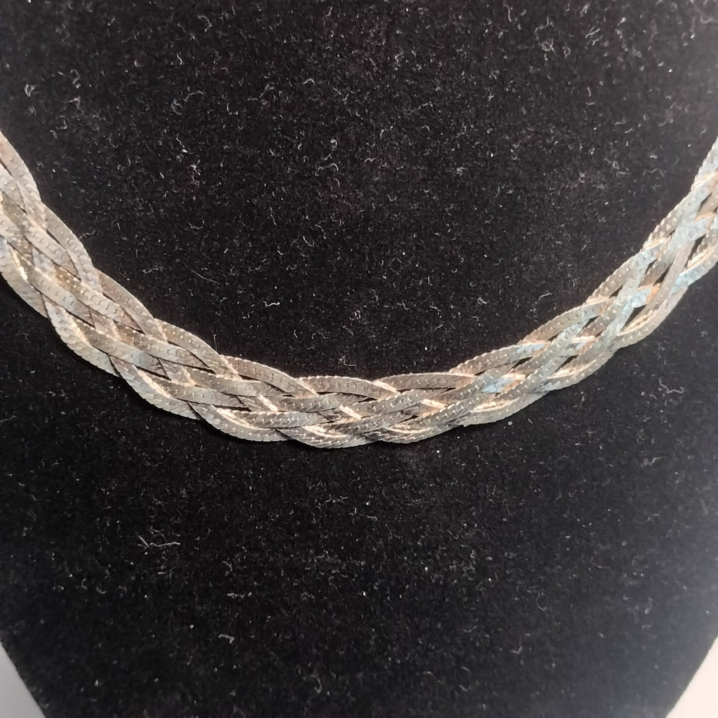Sterling Silver Braided Herringbone Necklace