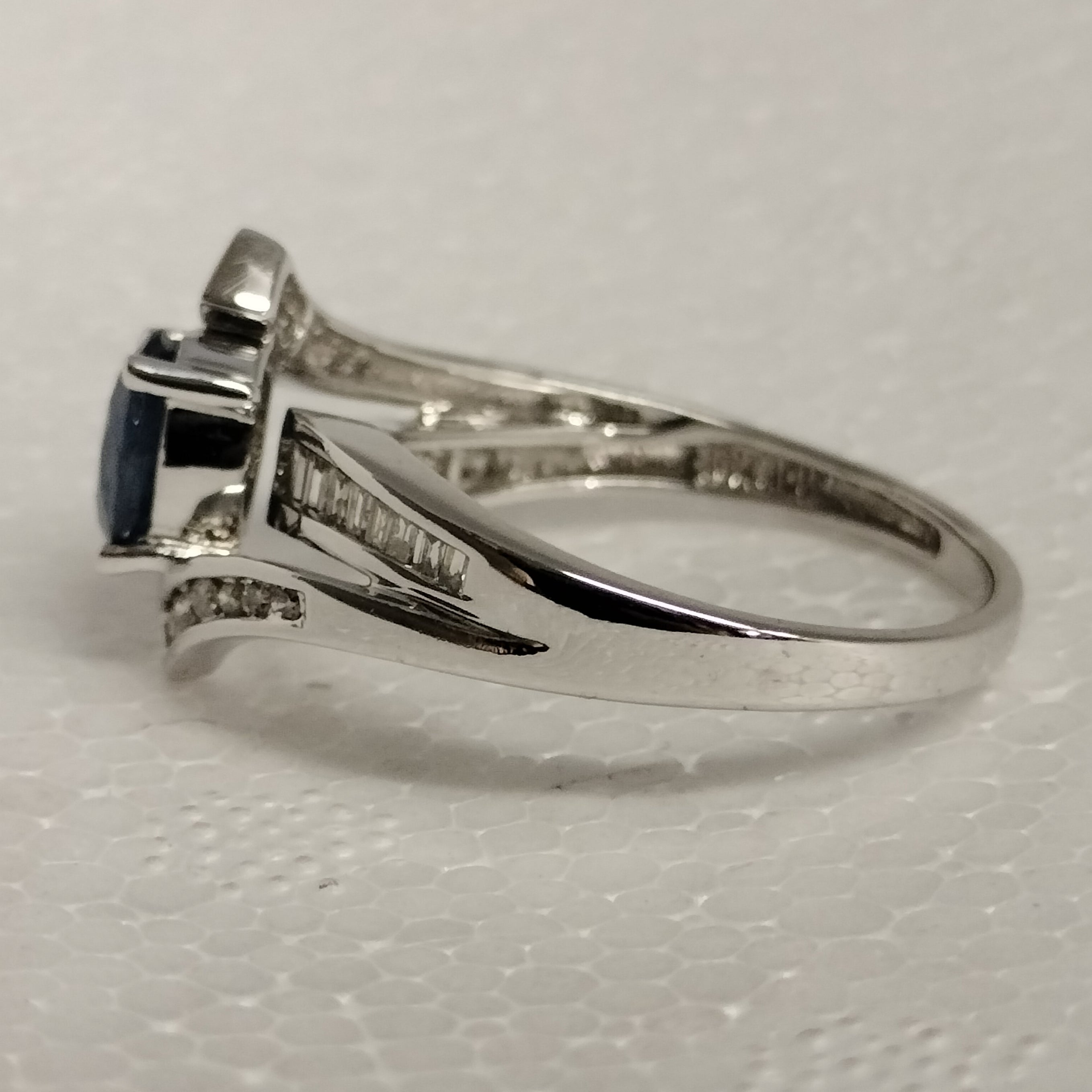 10 Karat White Gold Sapphire and Diamond Ring