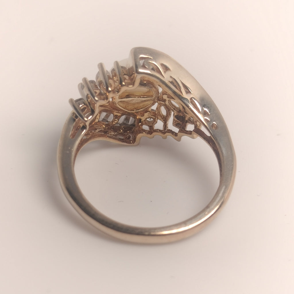 Sterling Silver Pearl and Cubic Zirconia Ring