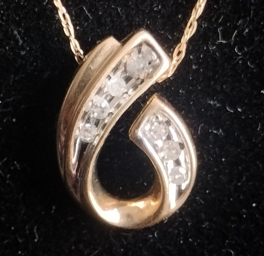 10k Gold Diamond Pendant and Chain