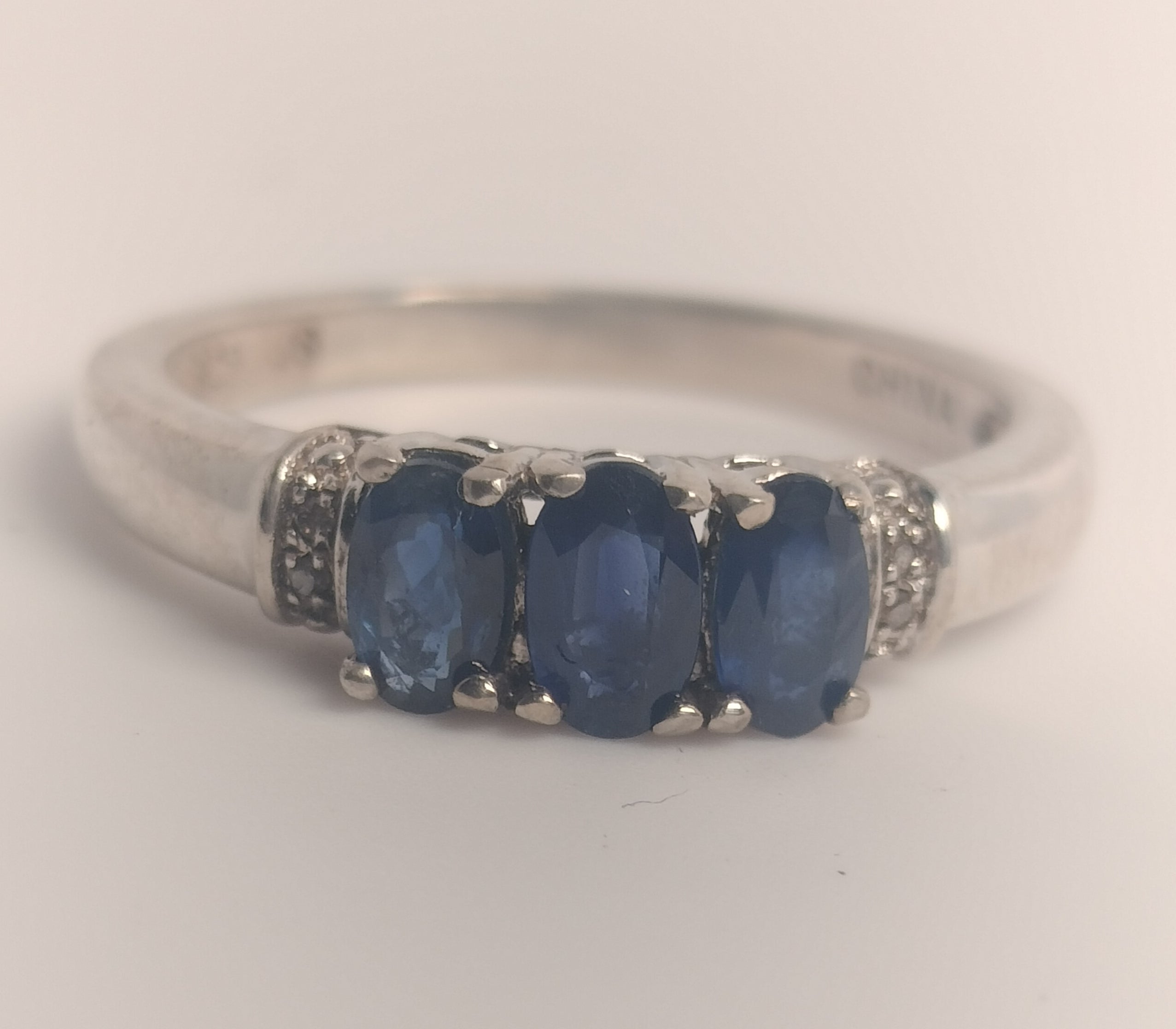 Sterling Silver Sapphire Diamond Ring