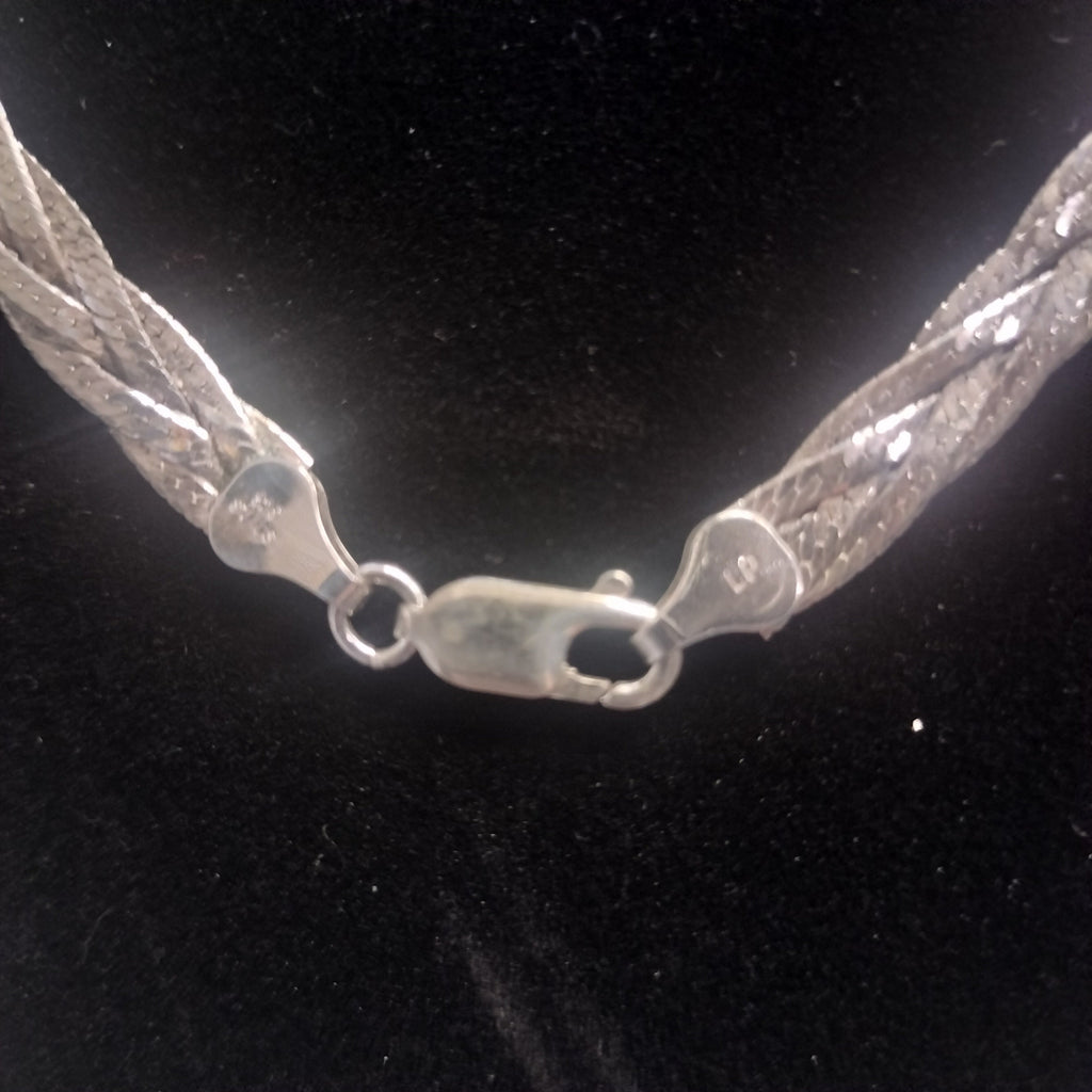 Sterling Silver Braided Herringbone Necklace