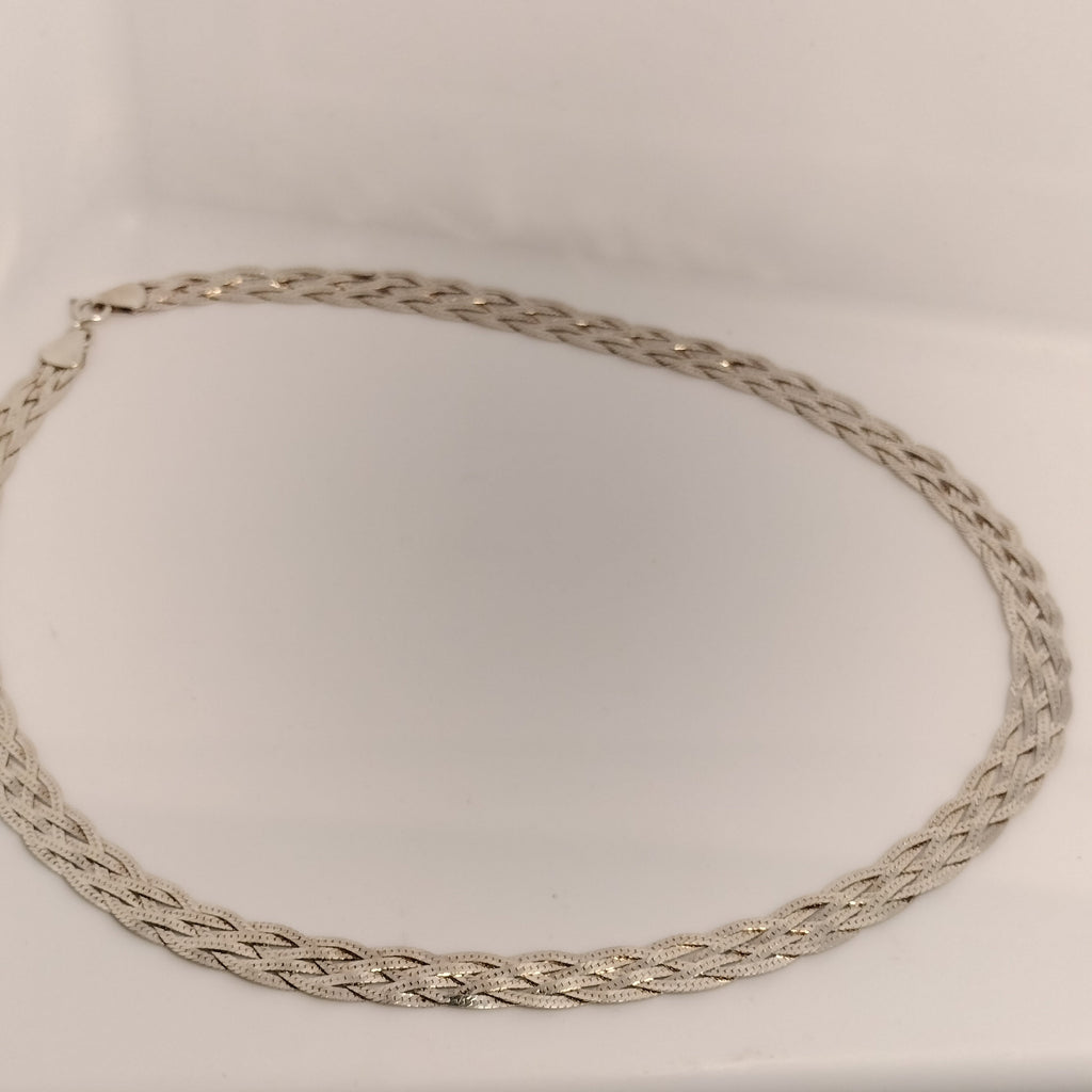 Sterling Silver Braided Herringbone Necklace