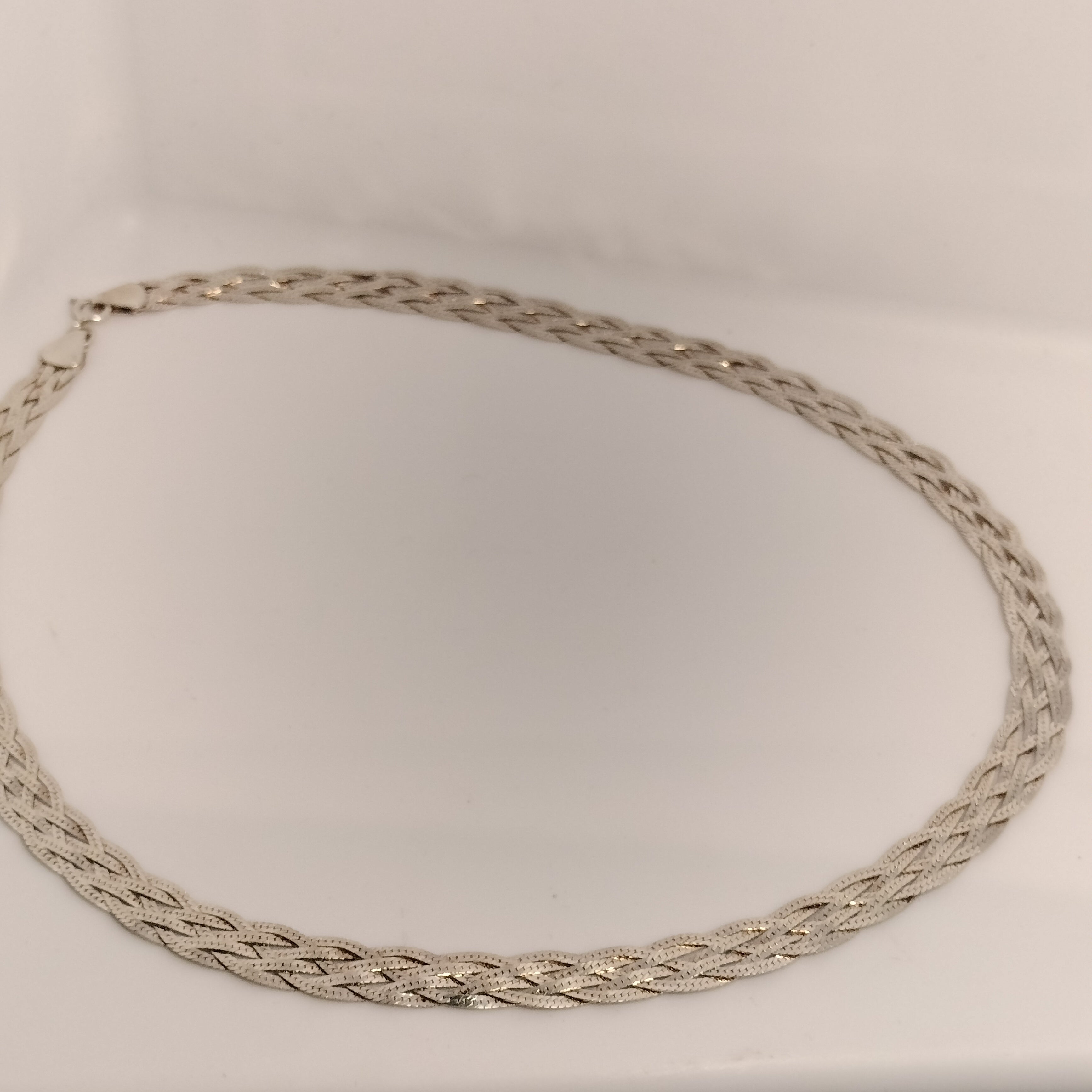 Sterling Silver Braided Herringbone Necklace