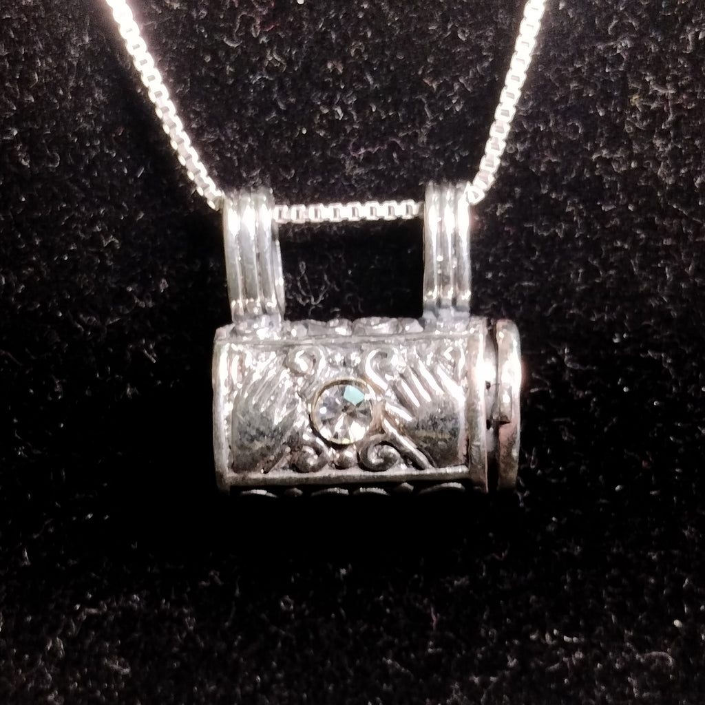 Sterling Silver Rhinestone Purse Pendant and Chain