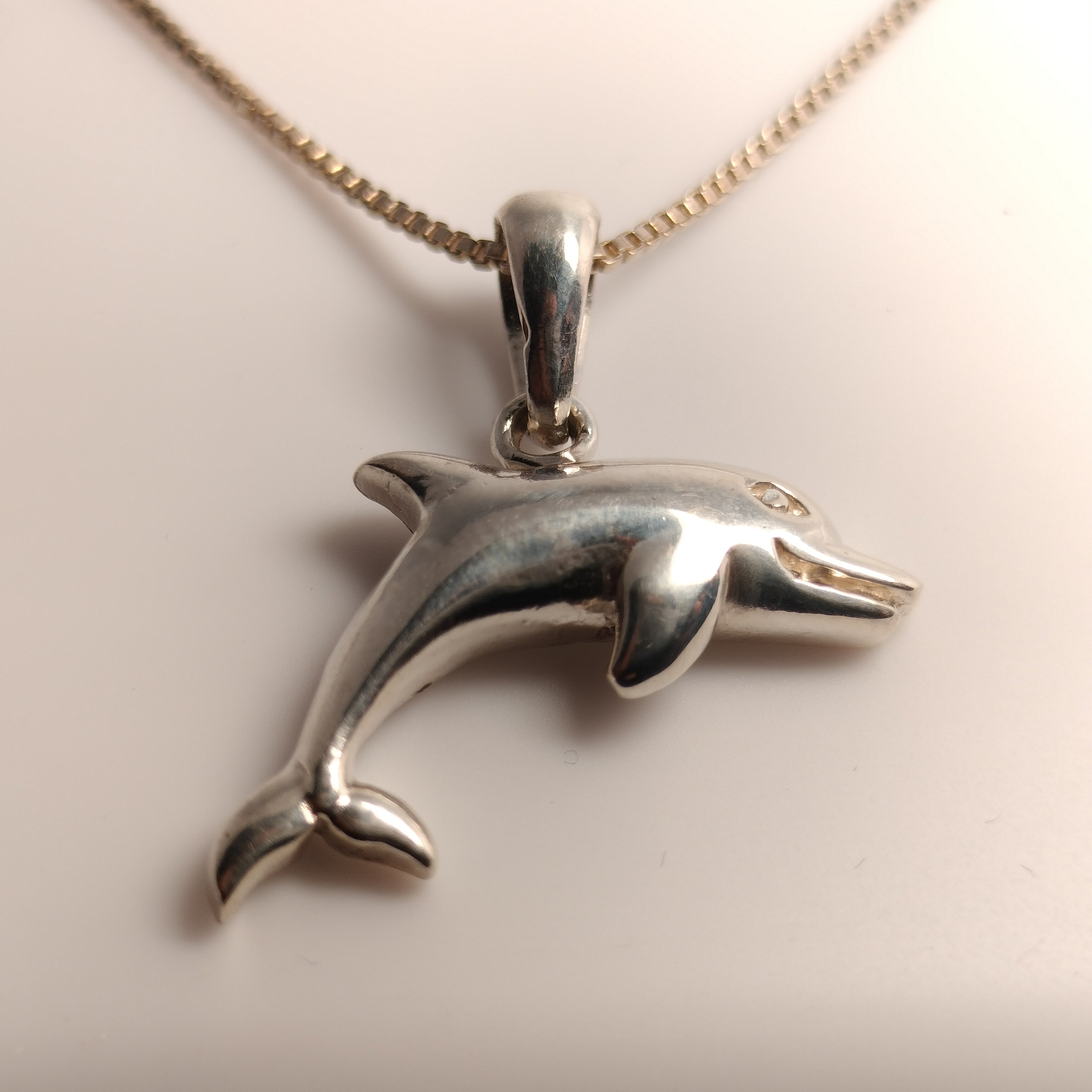 Sterling Silver Dolphin Pendant and Chain
