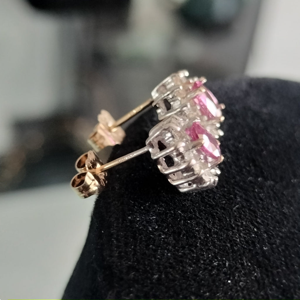 14k Gold Ruby and Diamond Earrings