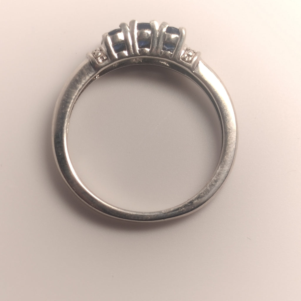 Sterling Silver Sapphire Diamond Ring