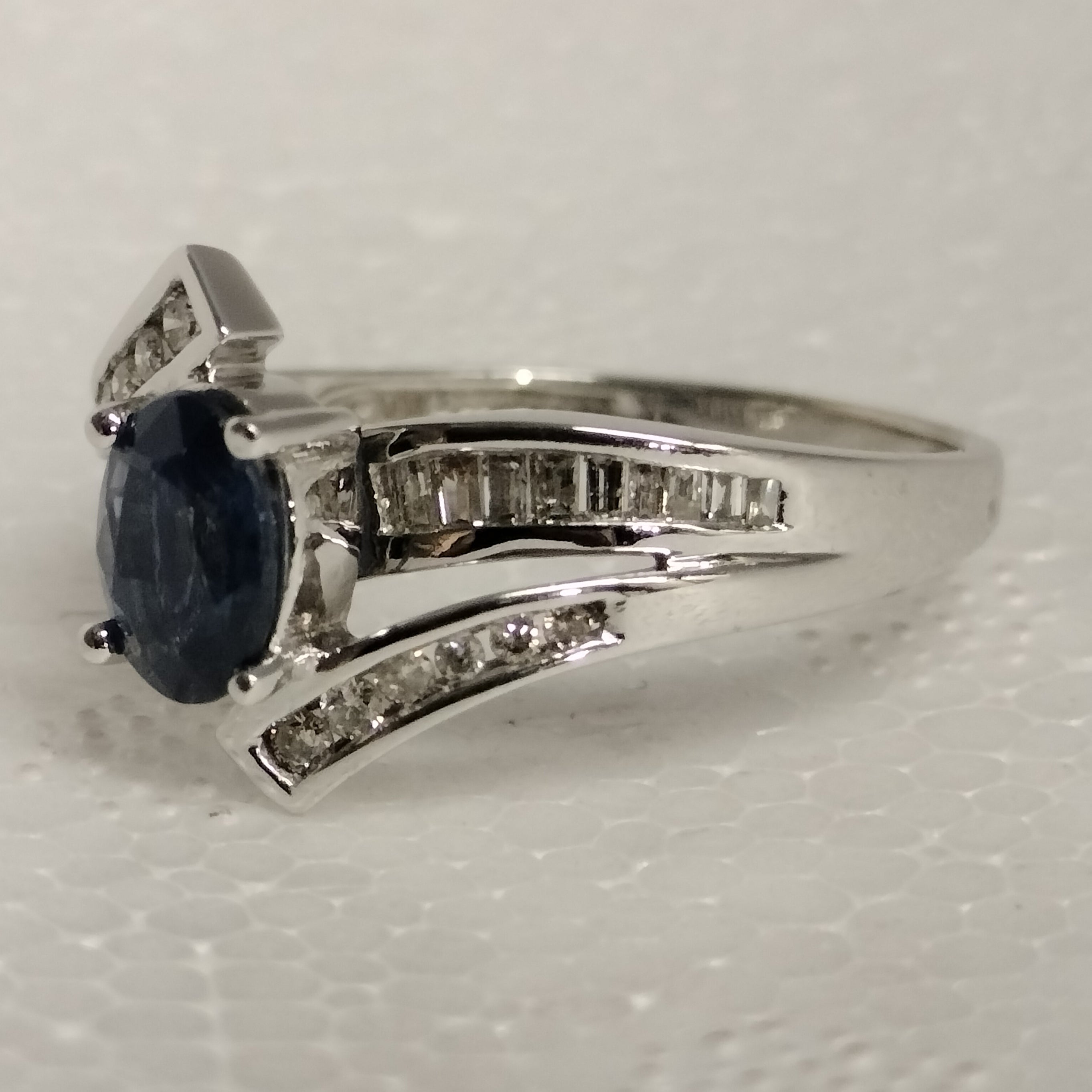 10 Karat White Gold Sapphire and Diamond Ring
