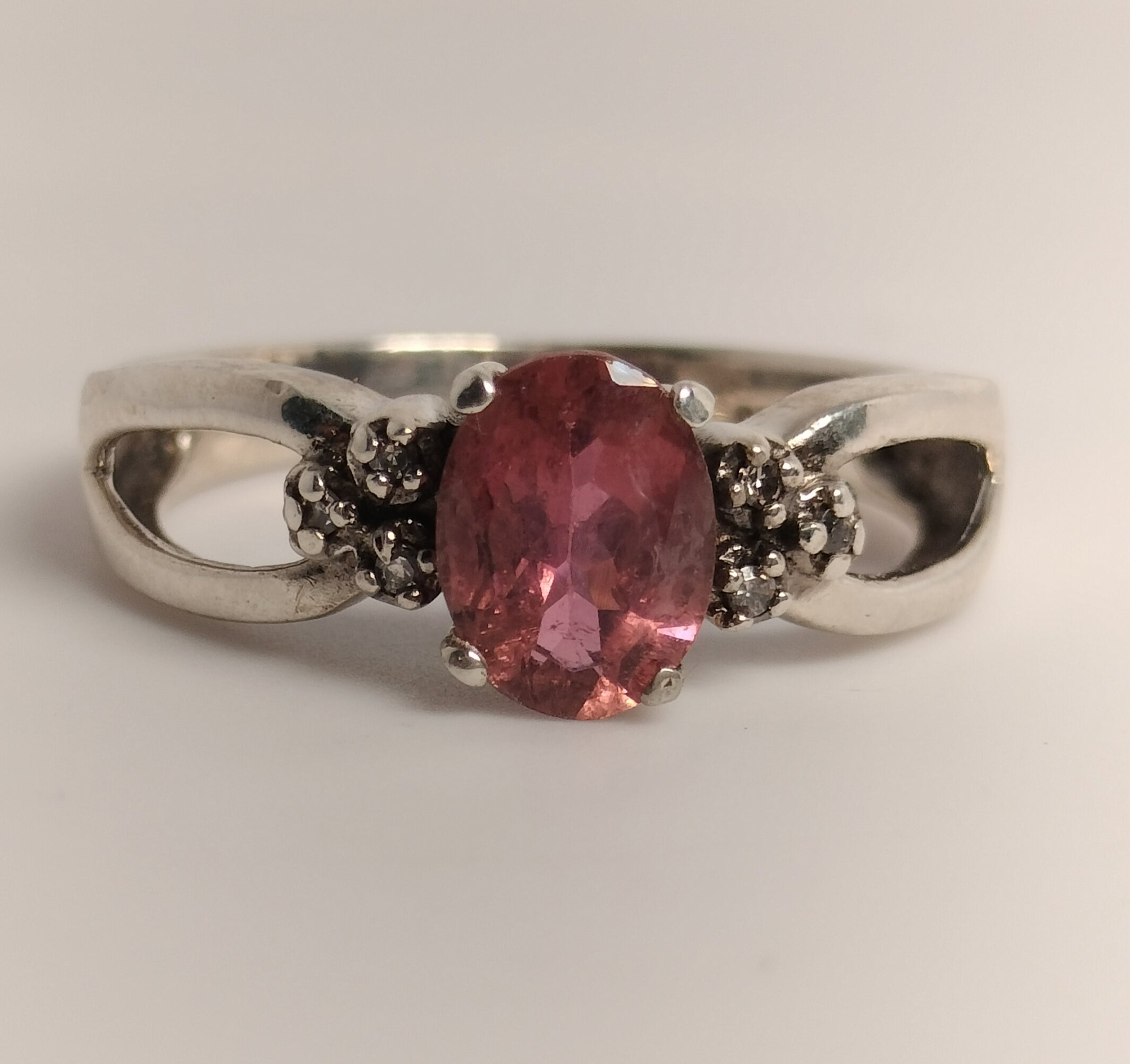 Sterling Silver Tourmaline and Diamond Ring