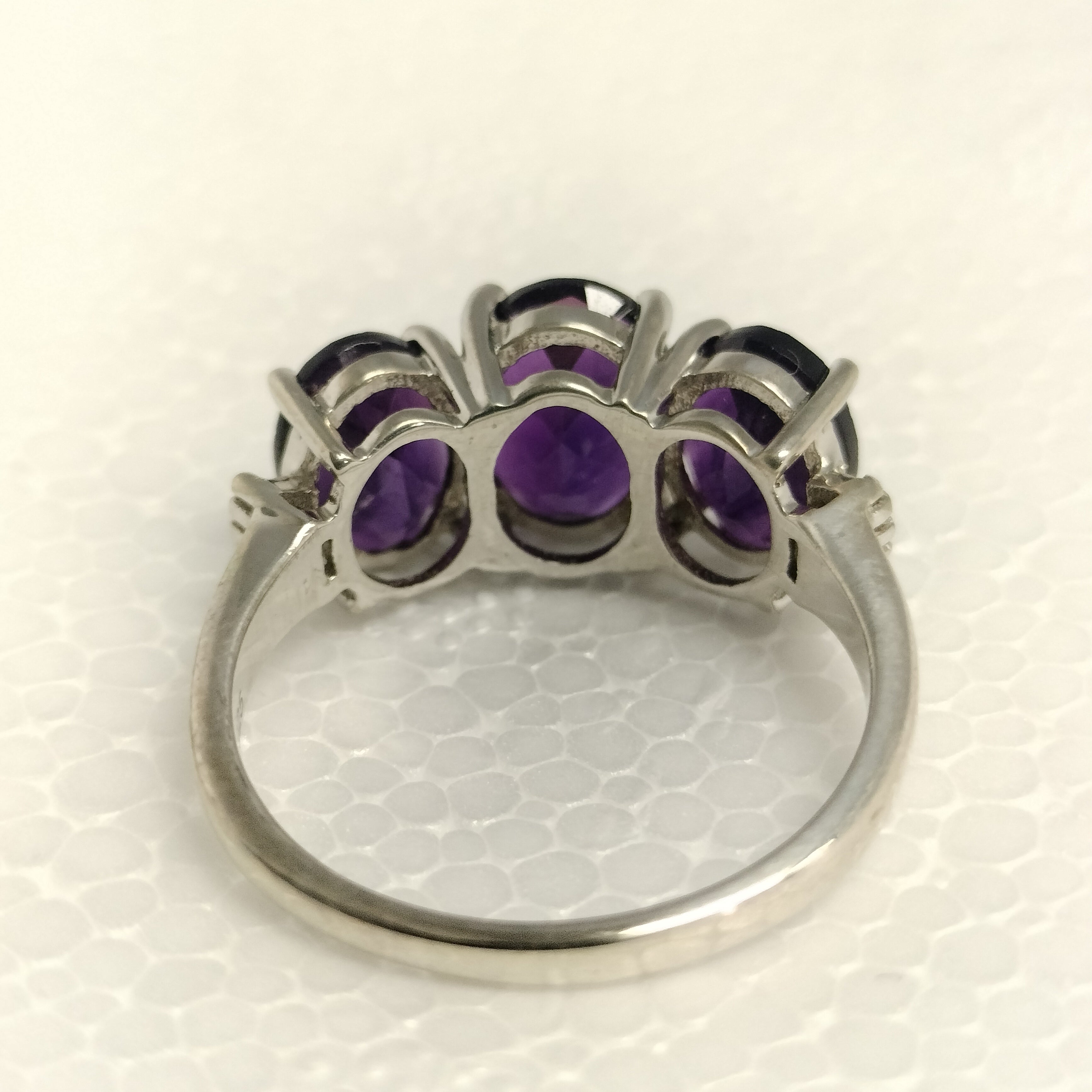 Sterling Silver Amethyst and Diamond Ring
